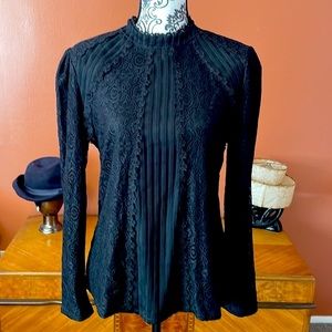 NWT Feifei Dress Black Lace Long Sleeve Blouse 4 XL fits like 2 XL